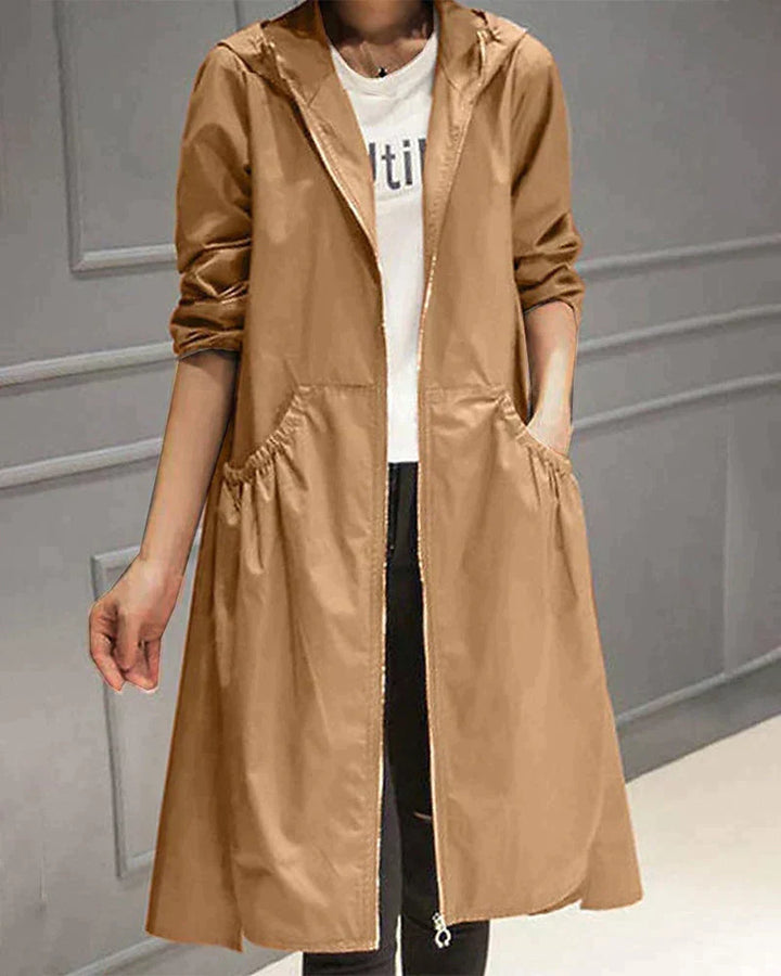 Women's Waterproof Long Raincoat - Comfortable Fit