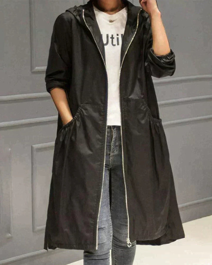 Women's Waterproof Long Raincoat - Comfortable Fit