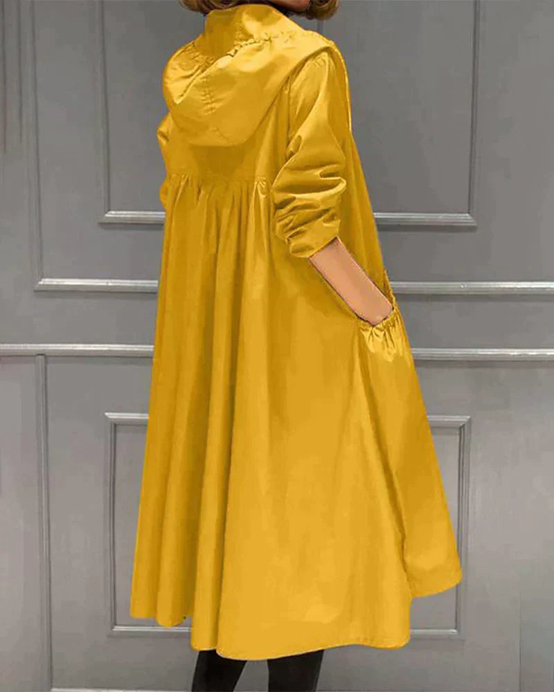 Women's Waterproof Long Raincoat - Comfortable Fit