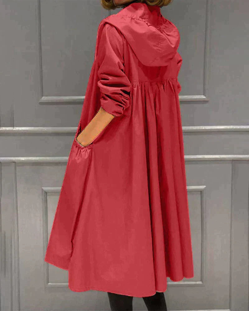 Women's Waterproof Long Raincoat - Comfortable Fit
