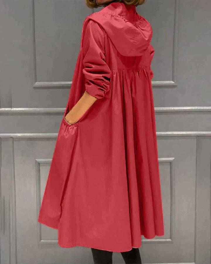 Women's Waterproof Long Raincoat - Comfortable Fit