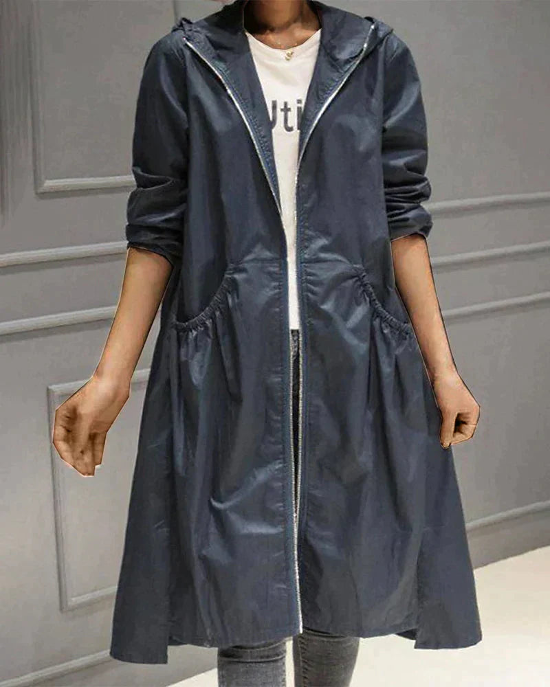 Women's Waterproof Long Raincoat - Comfortable Fit