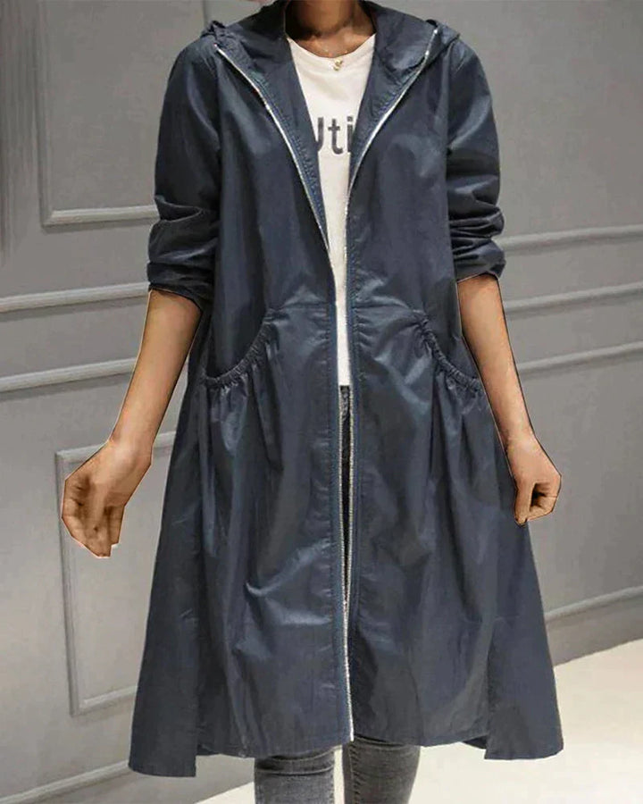 Women's Waterproof Long Raincoat - Comfortable Fit