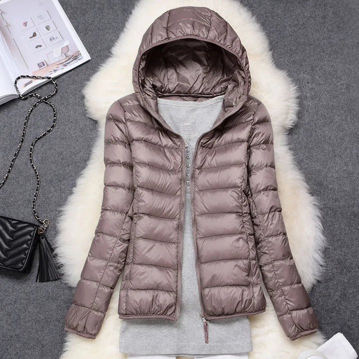 Women's Foldable Hooded Jacket with Long Sleeves