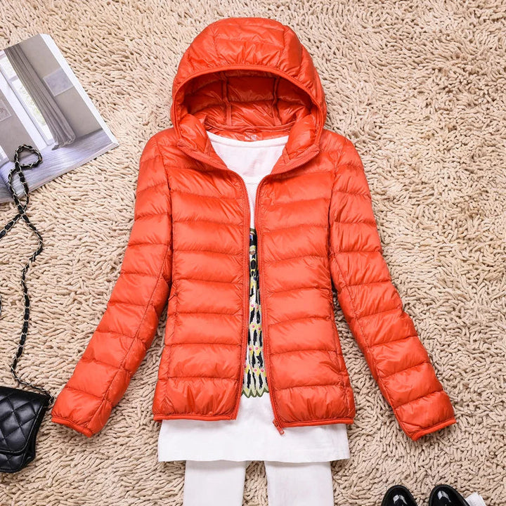 Women's Foldable Hooded Jacket with Long Sleeves