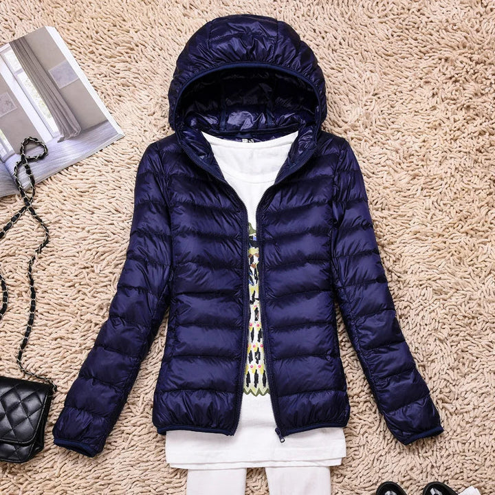 Women's Foldable Hooded Jacket with Long Sleeves