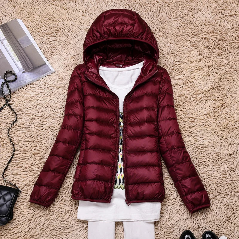 Women's Foldable Hooded Jacket with Long Sleeves