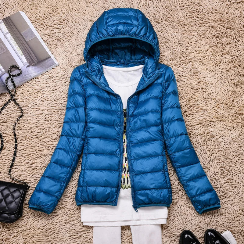 Women's Foldable Hooded Jacket with Long Sleeves