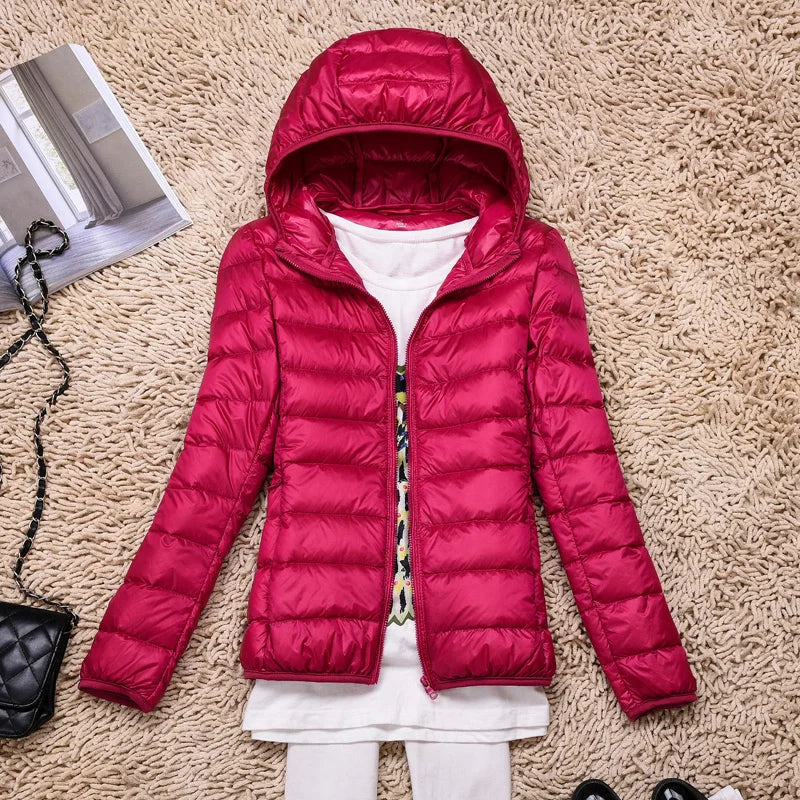 Women's Foldable Hooded Jacket with Long Sleeves