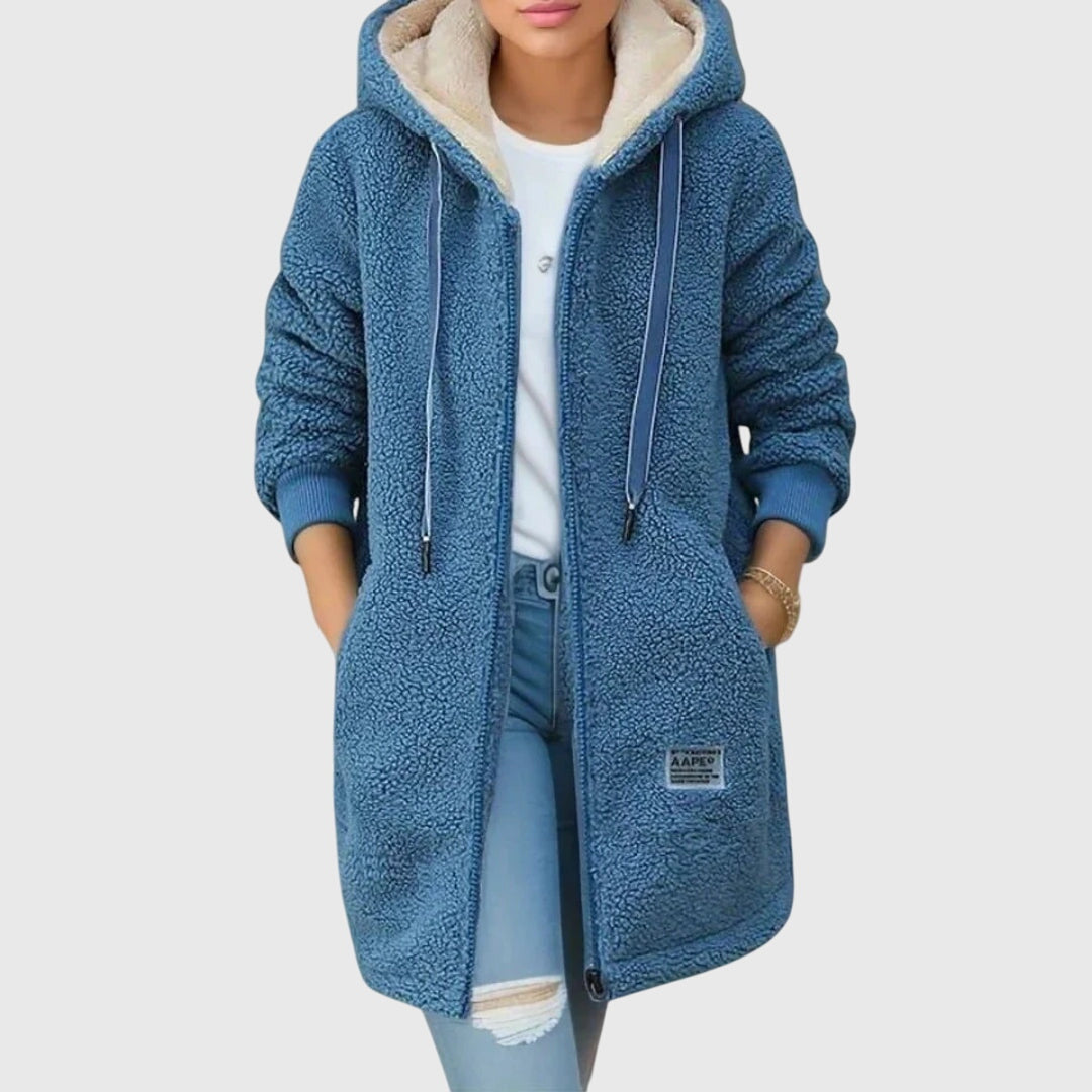 Women's Warm Long Hooded Coat with Zipper