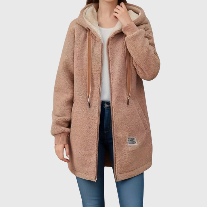 Women's Warm Long Hooded Coat with Zipper