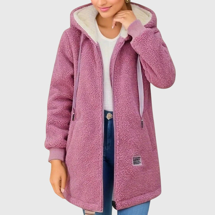 Women's Warm Long Hooded Coat with Zipper