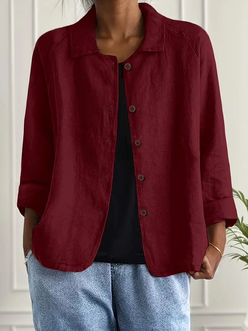 Gilet-chemise léger pour femme en mélange de coton et de lin