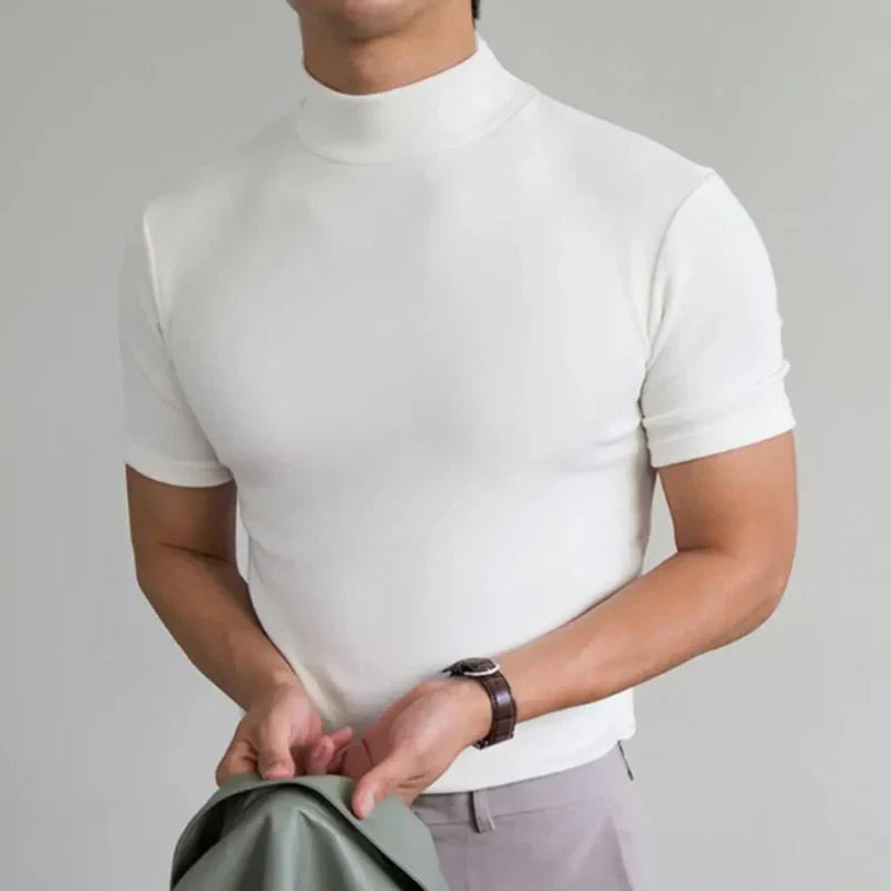 Nash | Men's High Collar Basic T-Shirt, Simple and Comfortable