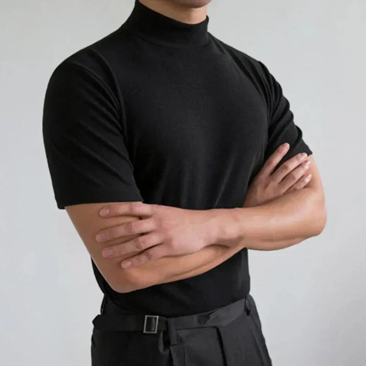 Nash | Men's High Collar Basic T-Shirt, Simple and Comfortable