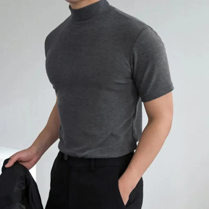 Nash | Men's High Collar Basic T-Shirt, Simple and Comfortable