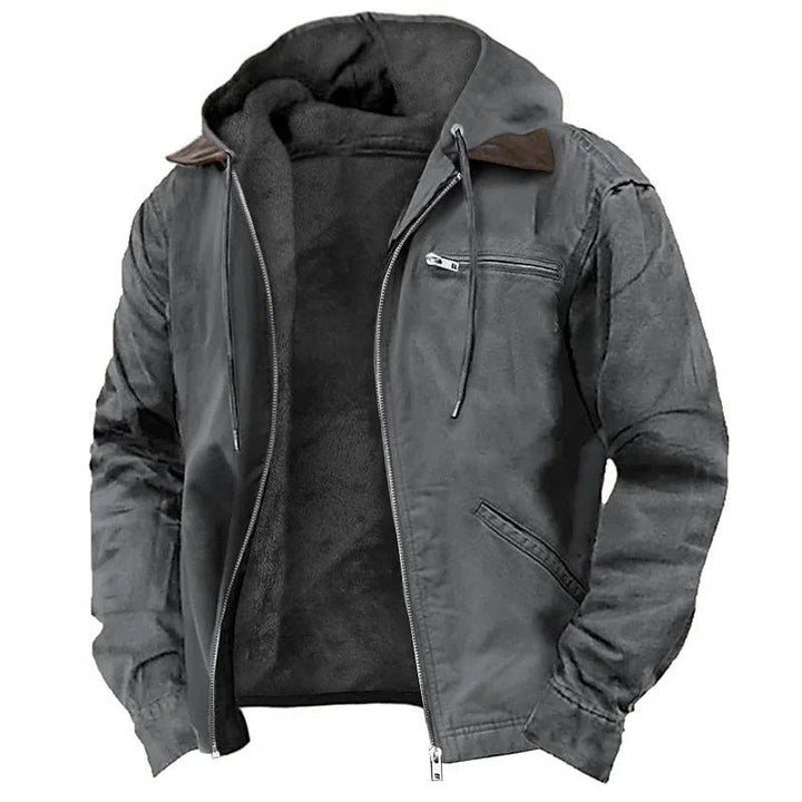 Men's Hooded Fleece Jacket with Zippered Closure