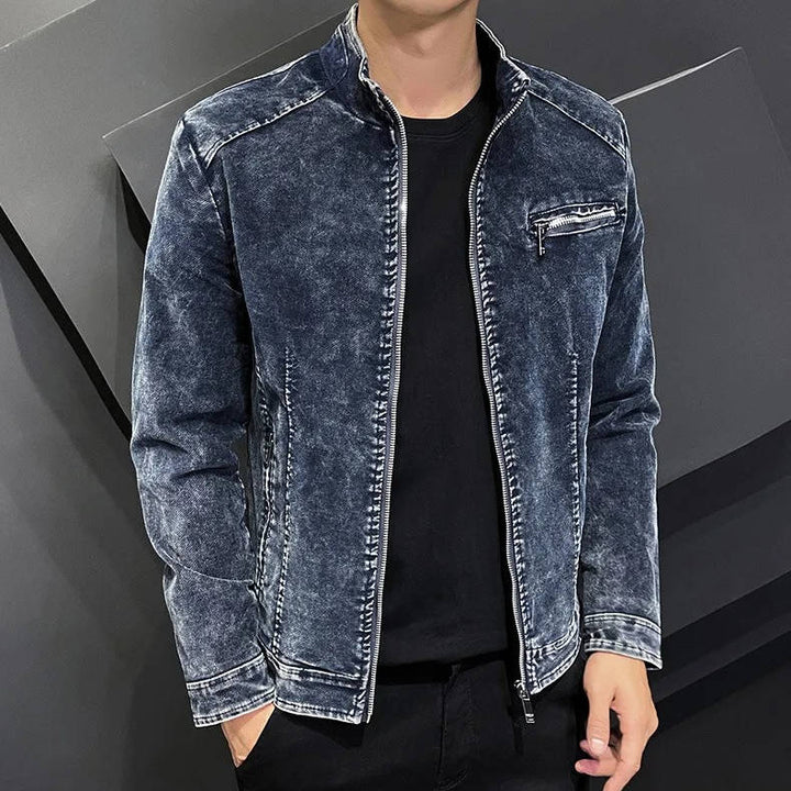 Men's Classic Stand Collar Denim Jacket