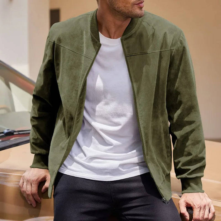Men's Suede Casual Bomber Jacket