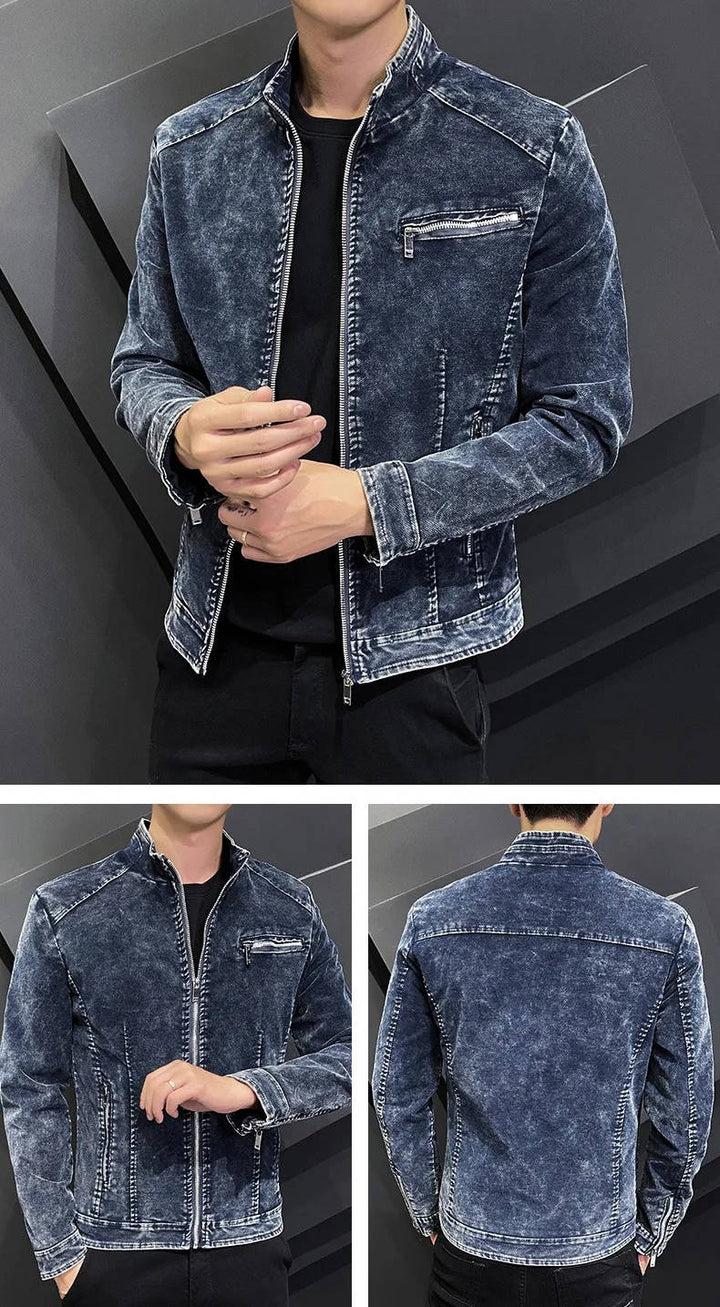 Men's Classic Stand Collar Denim Jacket