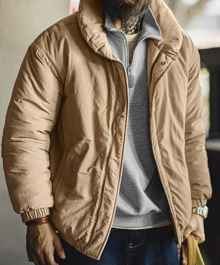 Men's Lightweight Beige Puffer Coat