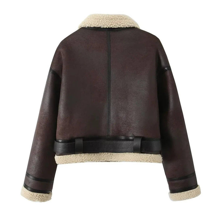 Women's Shearling Lined Leather Cropped Outerwear
