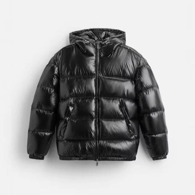 Men's Glossy Hooded Puffer Jacket