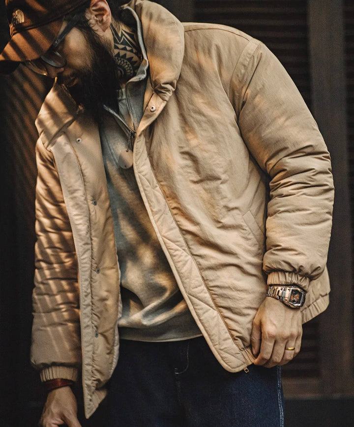 Men's Lightweight Beige Puffer Coat