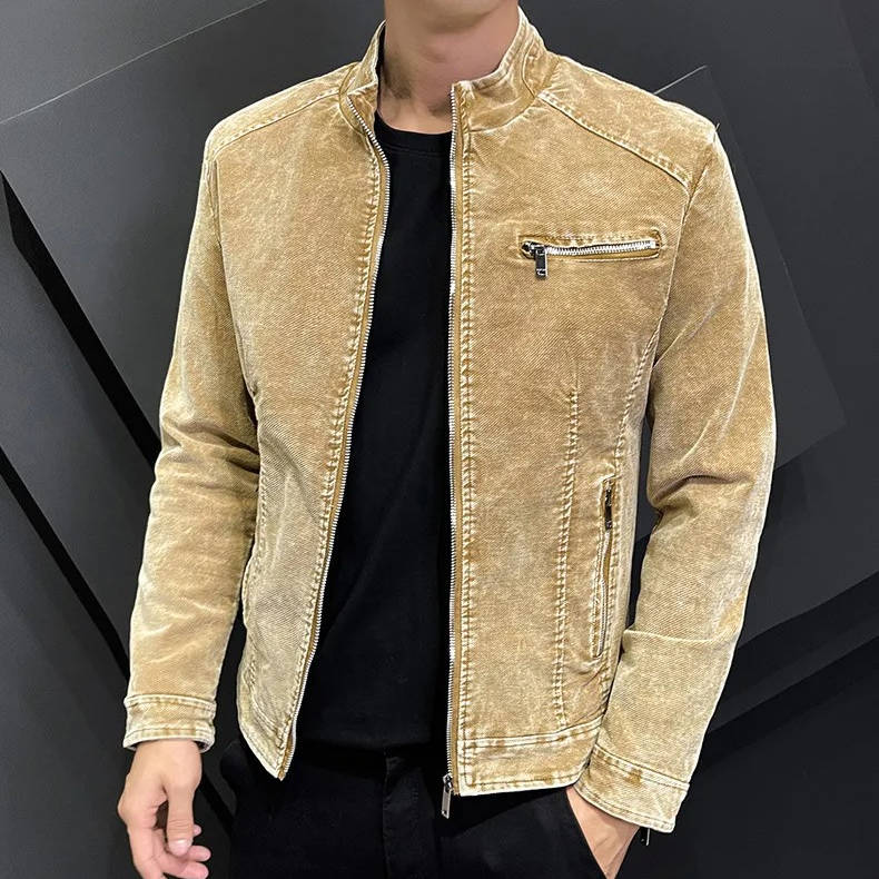Men's Classic Stand Collar Denim Jacket