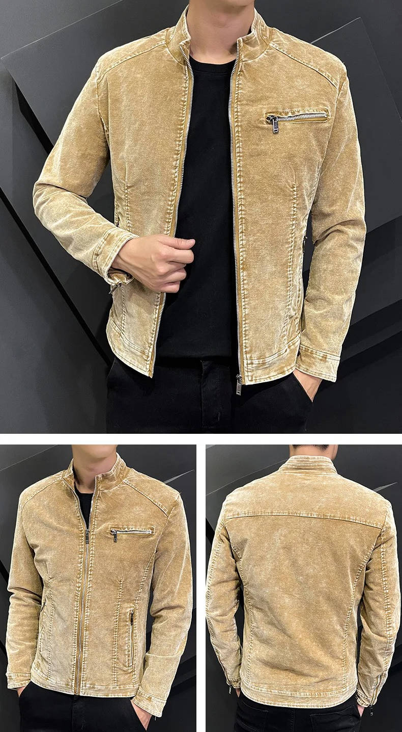 Men's Classic Stand Collar Denim Jacket
