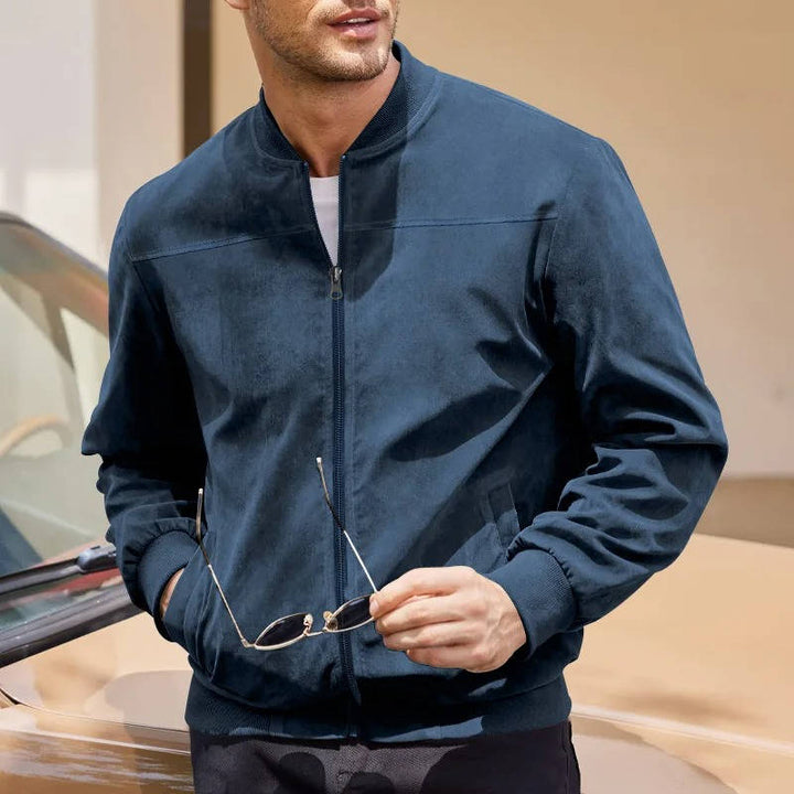 Men's Suede Casual Bomber Jacket