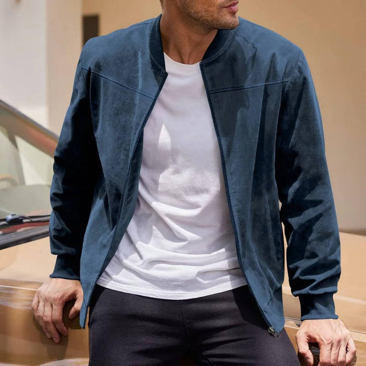 Men's Suede Casual Bomber Jacket