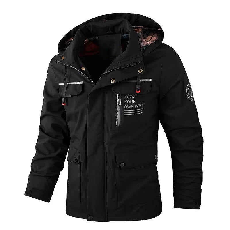 Men's Insulated Winter Jacket with Pockets for Outdoor Activities