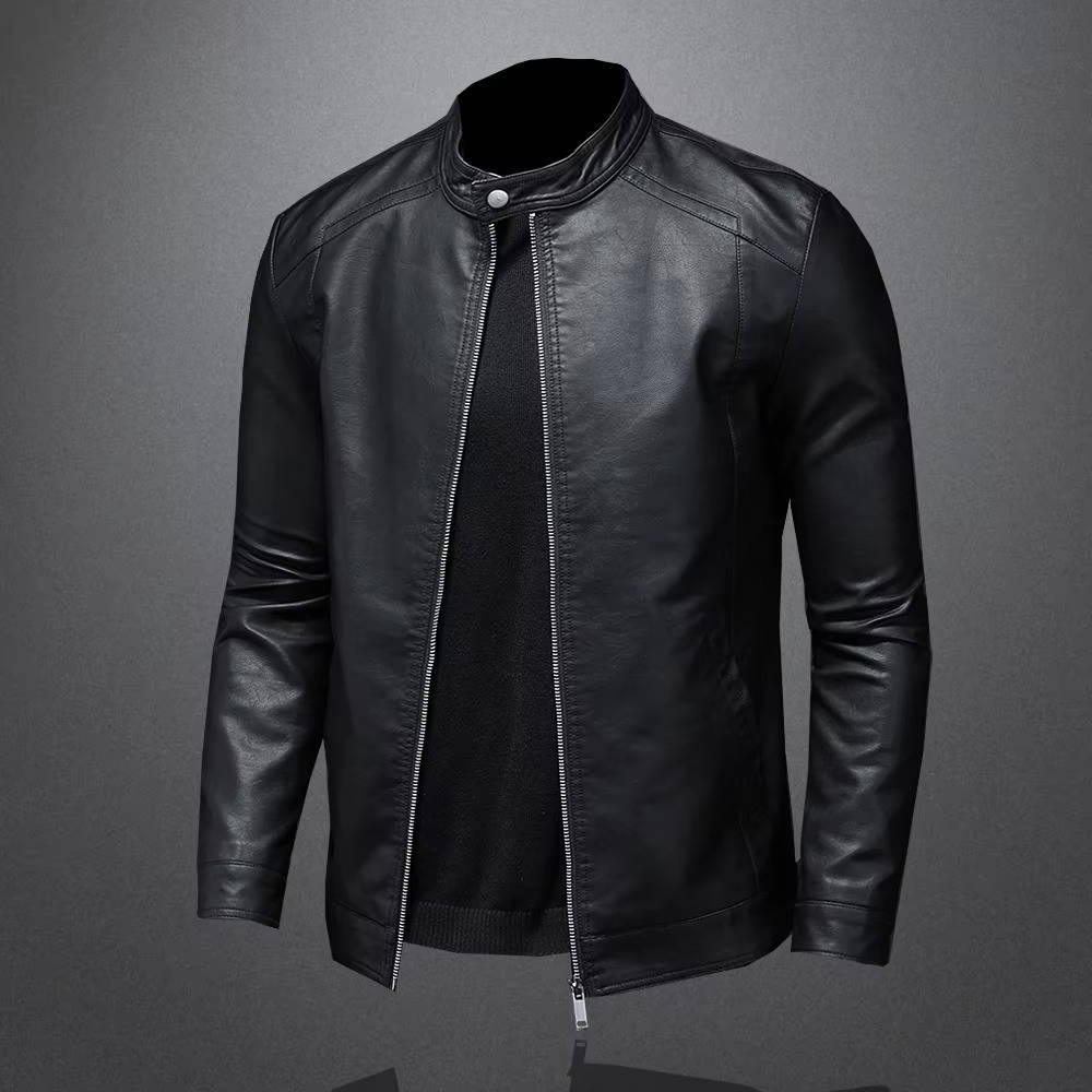 Men's Slim Fit Black Leather Biker Jacket