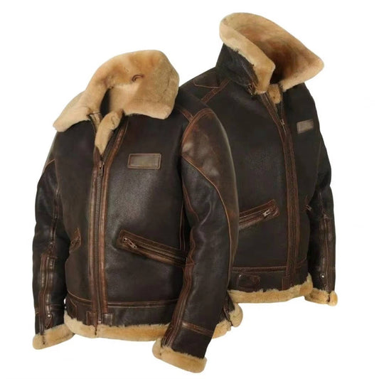Miesten vintage-keinonahkatakki pystykauluksella