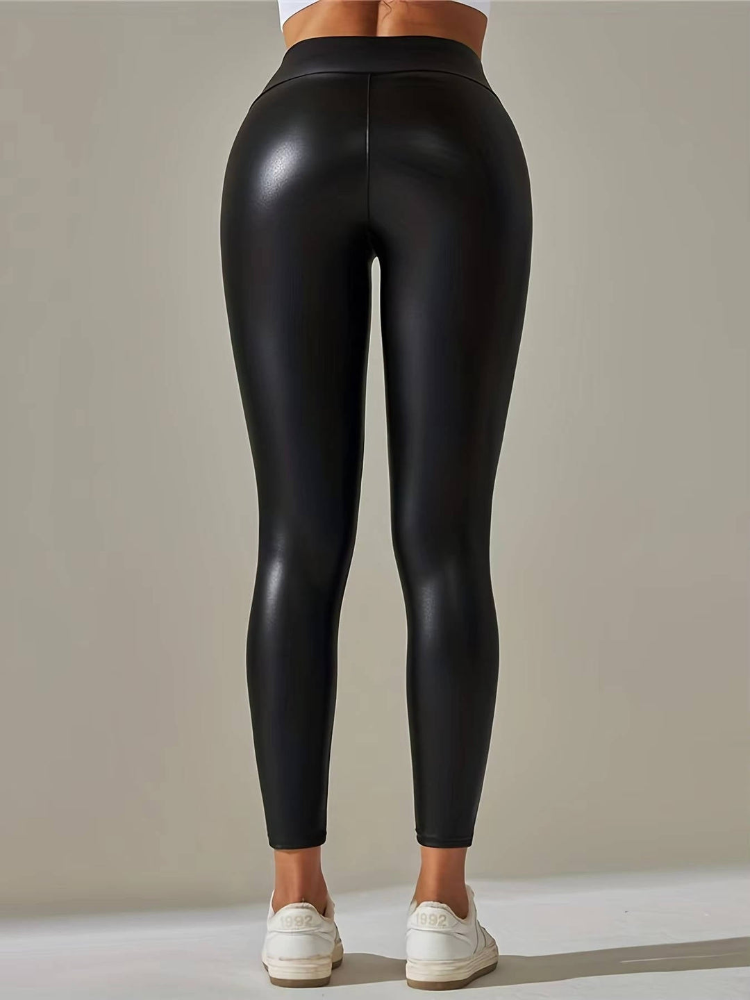 Women's Black High Waisted Faux Leather Leggings
