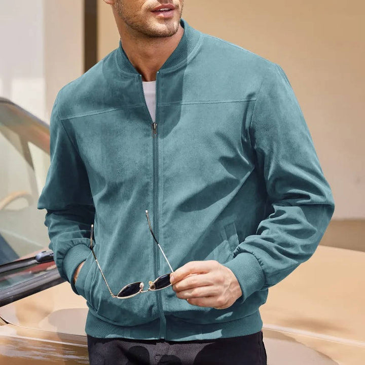 Men's Suede Casual Bomber Jacket