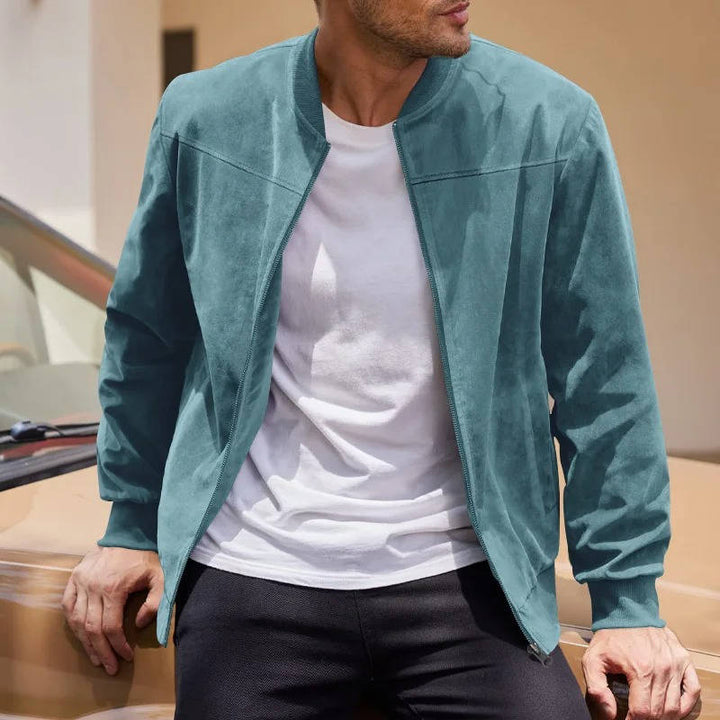 Men's Suede Casual Bomber Jacket