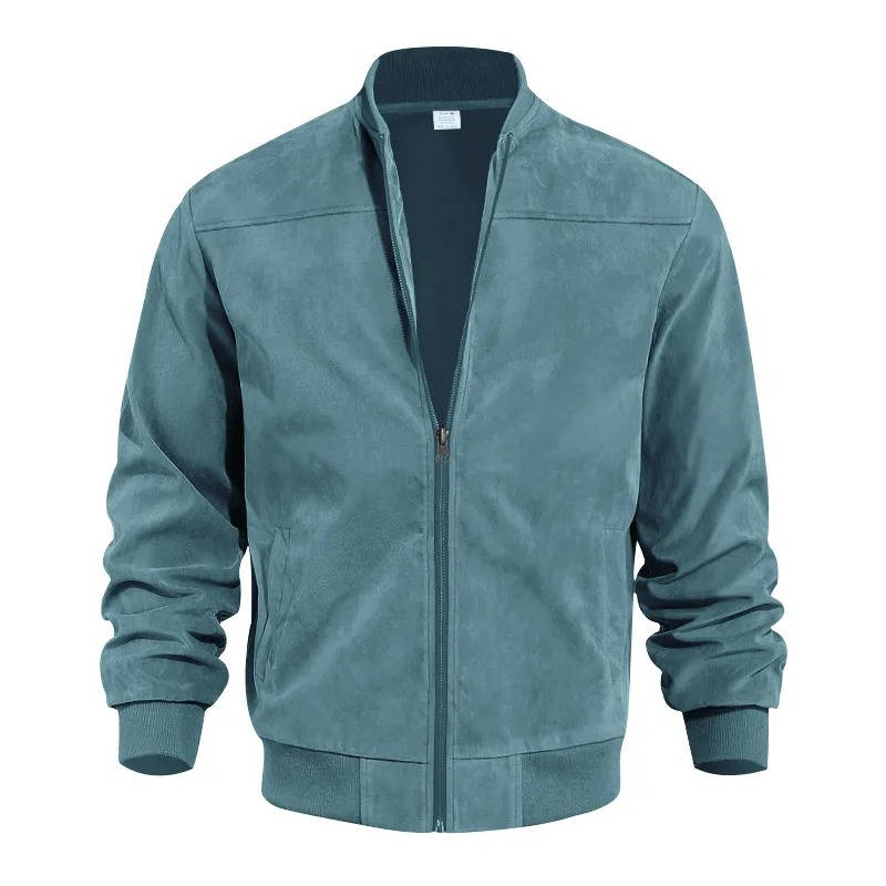 Men's Suede Casual Bomber Jacket