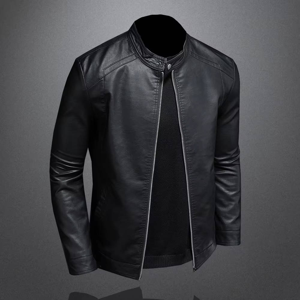 Men's Slim Fit Black Leather Biker Jacket