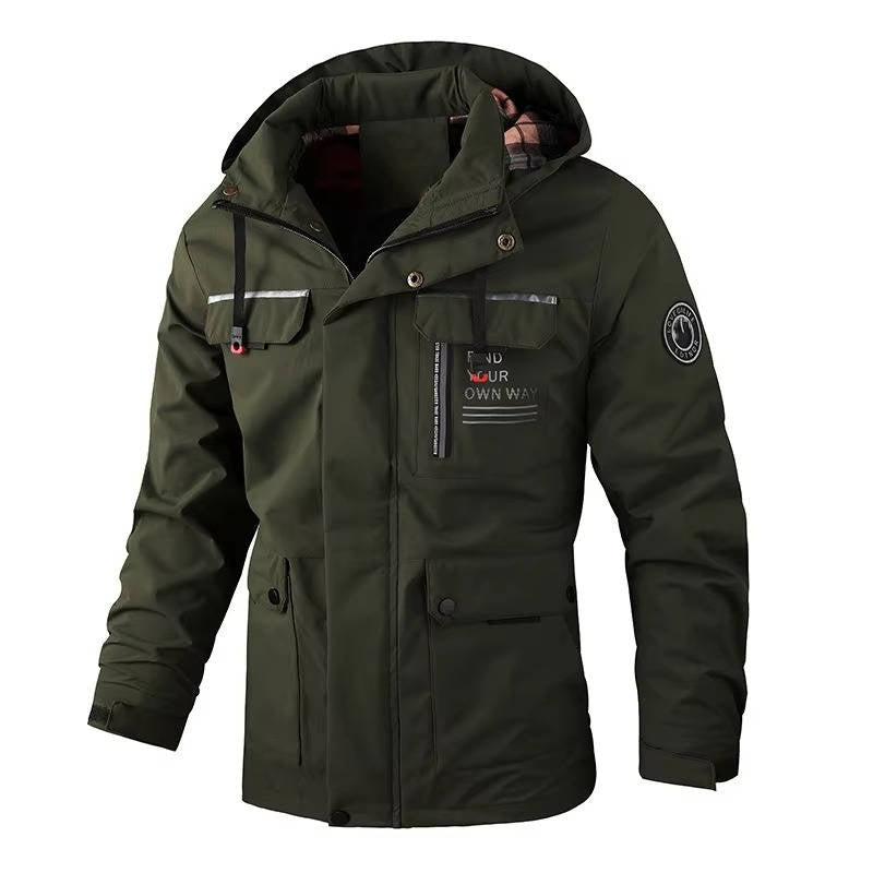 Men's Insulated Winter Jacket with Pockets for Outdoor Activities