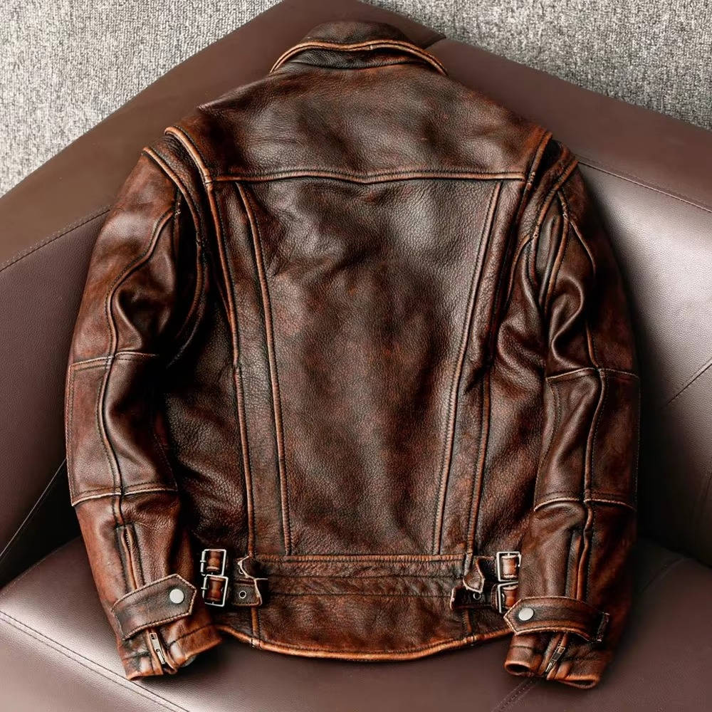 Men's Distressed Leather Motorcycle Jacket