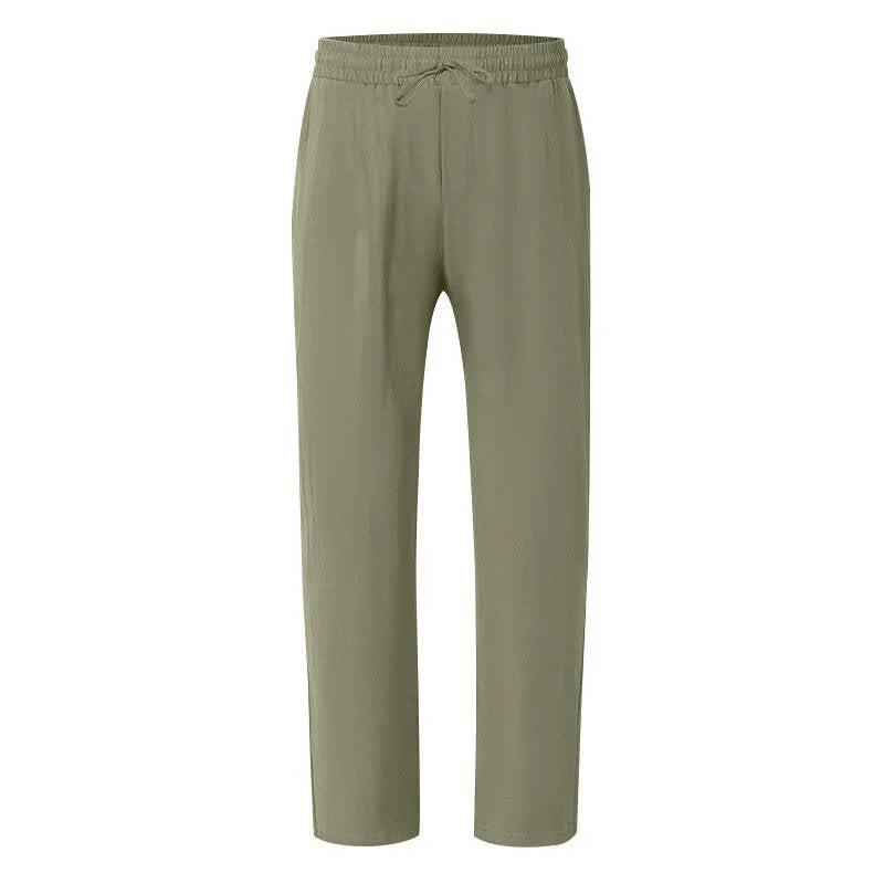 John | Men's Casual Linen Straight Leg Pants, Breathable & Comfortable