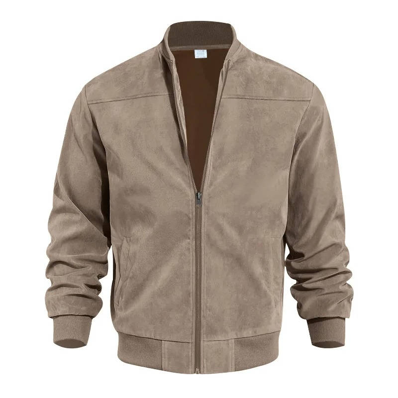 Men's Suede Casual Bomber Jacket