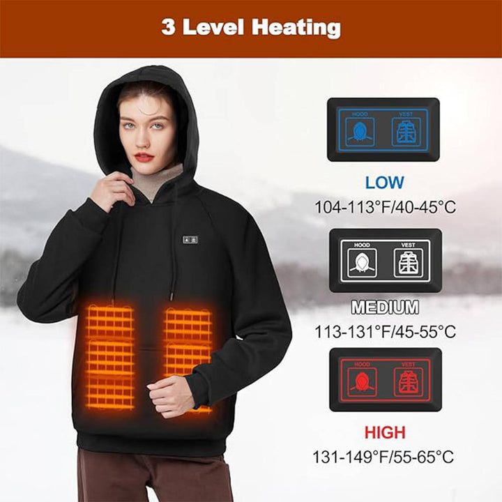 Men's Heated Fleece Hoodie with 7.4V Battery for Winter Warmth