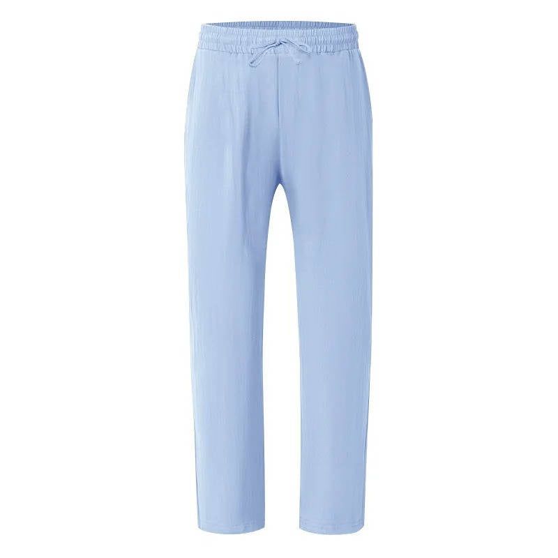 John | Men's Casual Linen Straight Leg Pants, Breathable & Comfortable