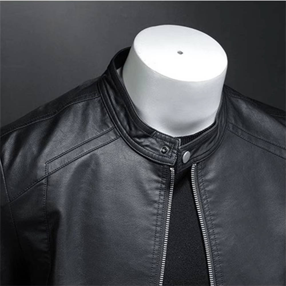 Men's Slim Fit Black Leather Biker Jacket