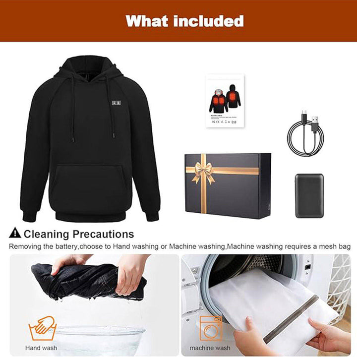 Men's Heated Fleece Hoodie with 7.4V Battery for Winter Warmth
