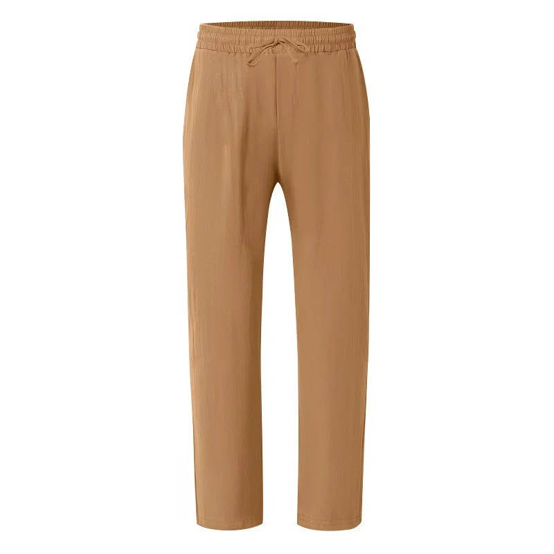 John | Men's Casual Linen Straight Leg Pants, Breathable & Comfortable