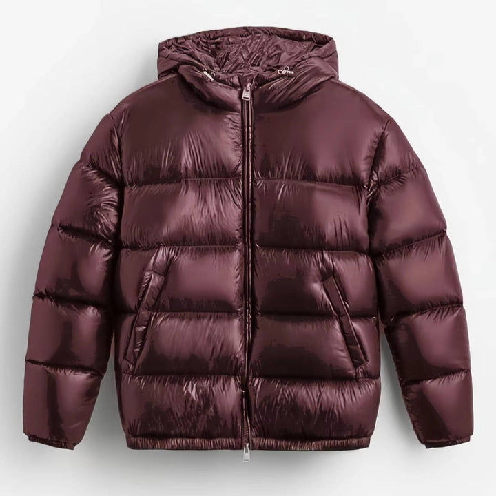 Men's Glossy Hooded Puffer Jacket